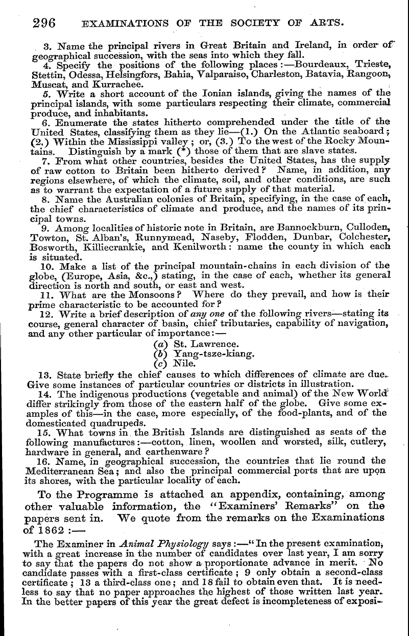 English Woman’s Journal (1858-1864): F Y, 1st edition - 296 Examinations Of The Society Oe Arts.