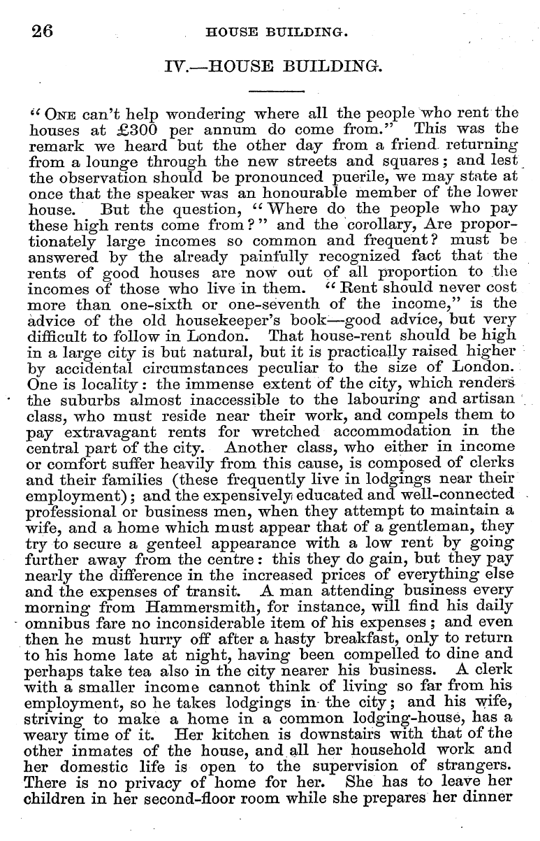 English Woman’s Journal (1858-1864): F Y, 1st edition - 26 House Building.