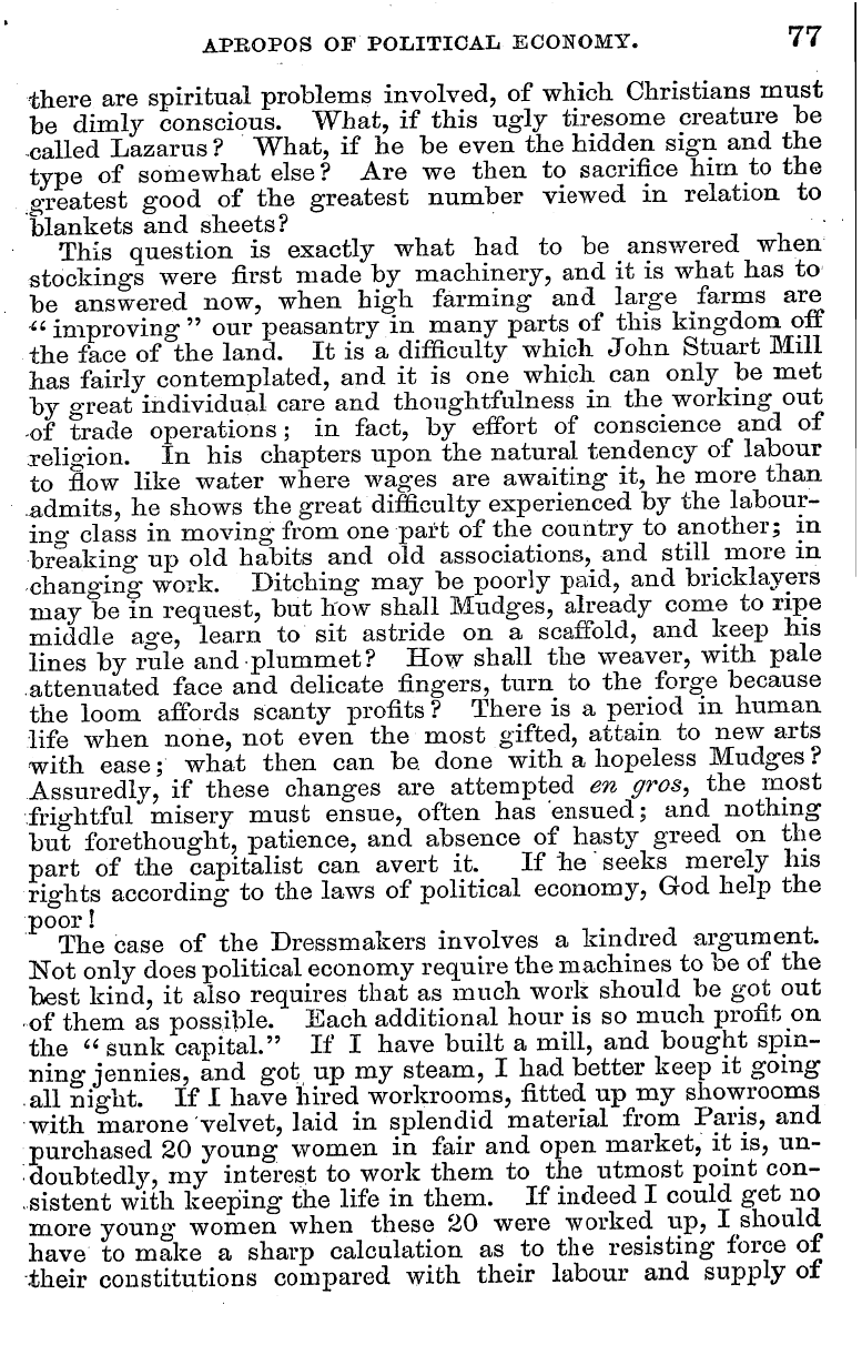 English Woman’s Journal (1858-1864): F Y, 1st edition - Apropos Of Political Economy. 77