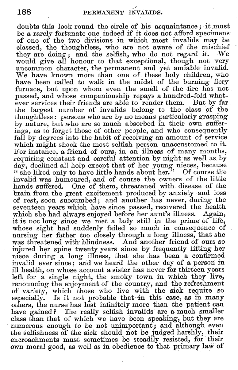 English Woman’s Journal (1858-1864): F Y, 1st edition - 188 Permanent Invalids.