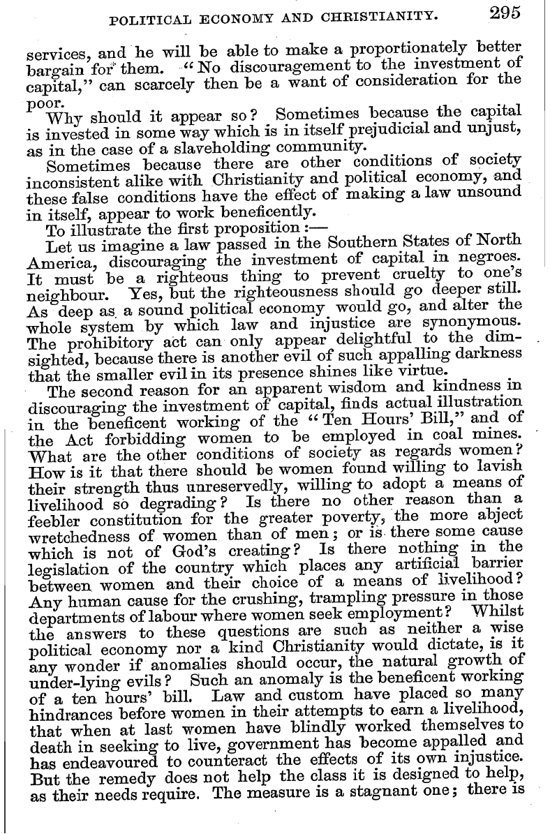 English Woman’s Journal (1858-1864): F Y, 1st edition - Political Economy And Christianity. 295