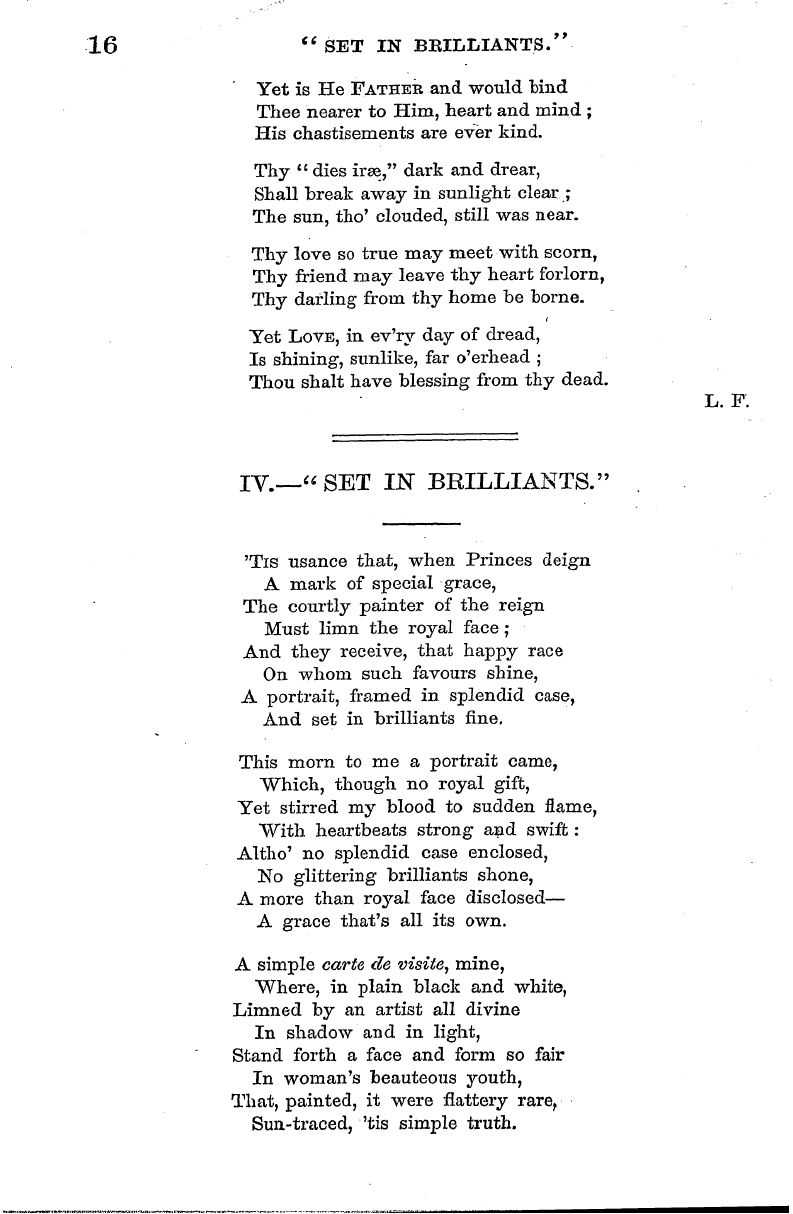 English Woman’s Journal (1858-1864): F Y, 1st edition - 16 " Set In Bbilliants."