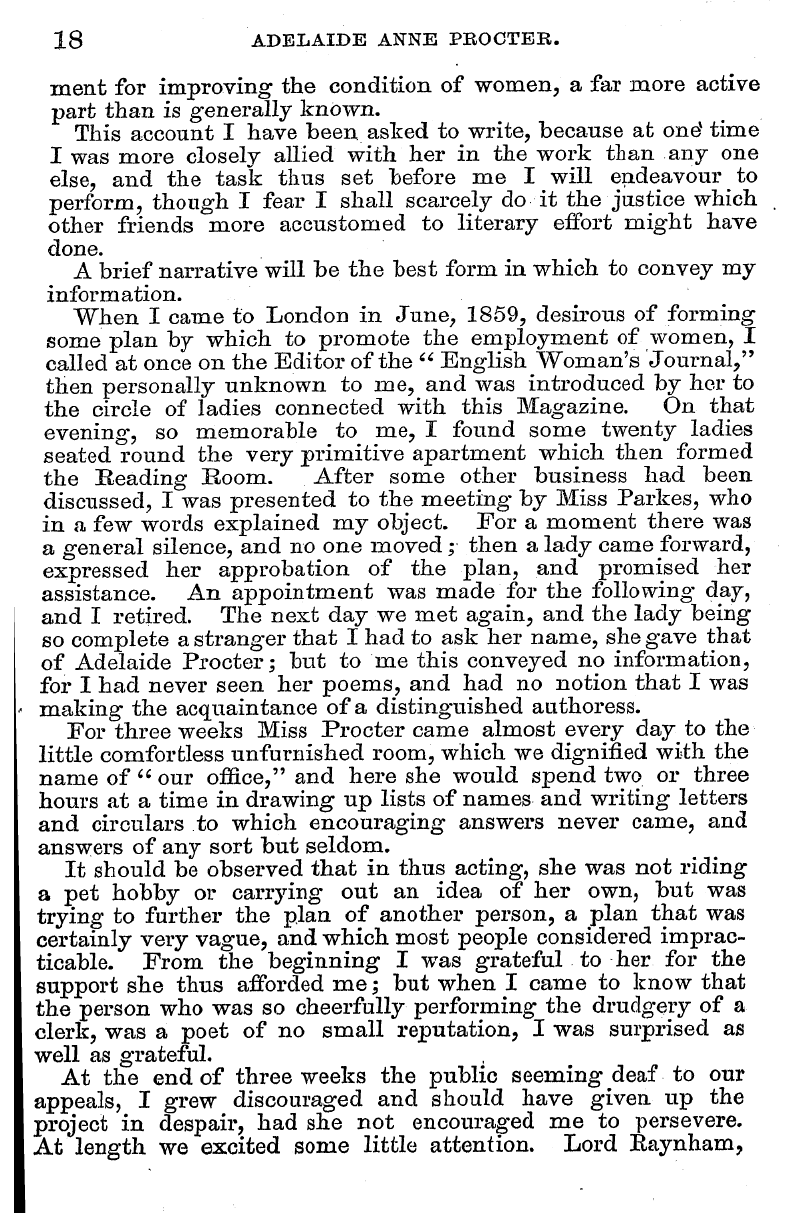 English Woman’s Journal (1858-1864): F Y, 1st edition - 18 Adelaide Anne Pboctek.