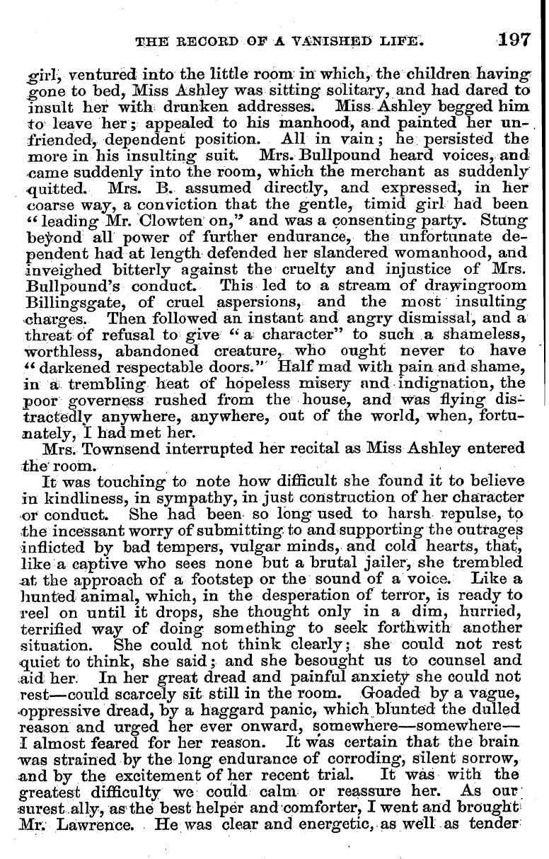 English Woman’s Journal (1858-1864): F Y, 1st edition - The Becokd Of A Vanishei) Life. 197