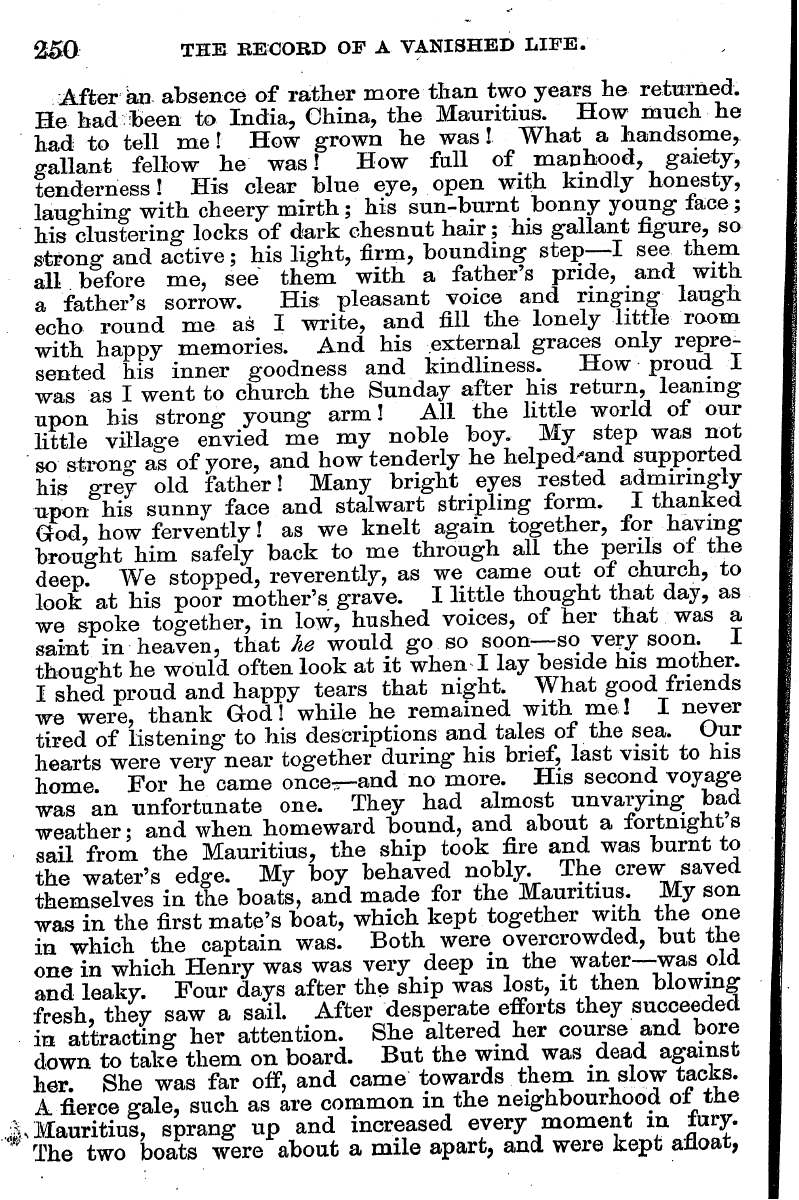 English Woman’s Journal (1858-1864): F Y, 1st edition - 250 The Record Of A Vanished Life.