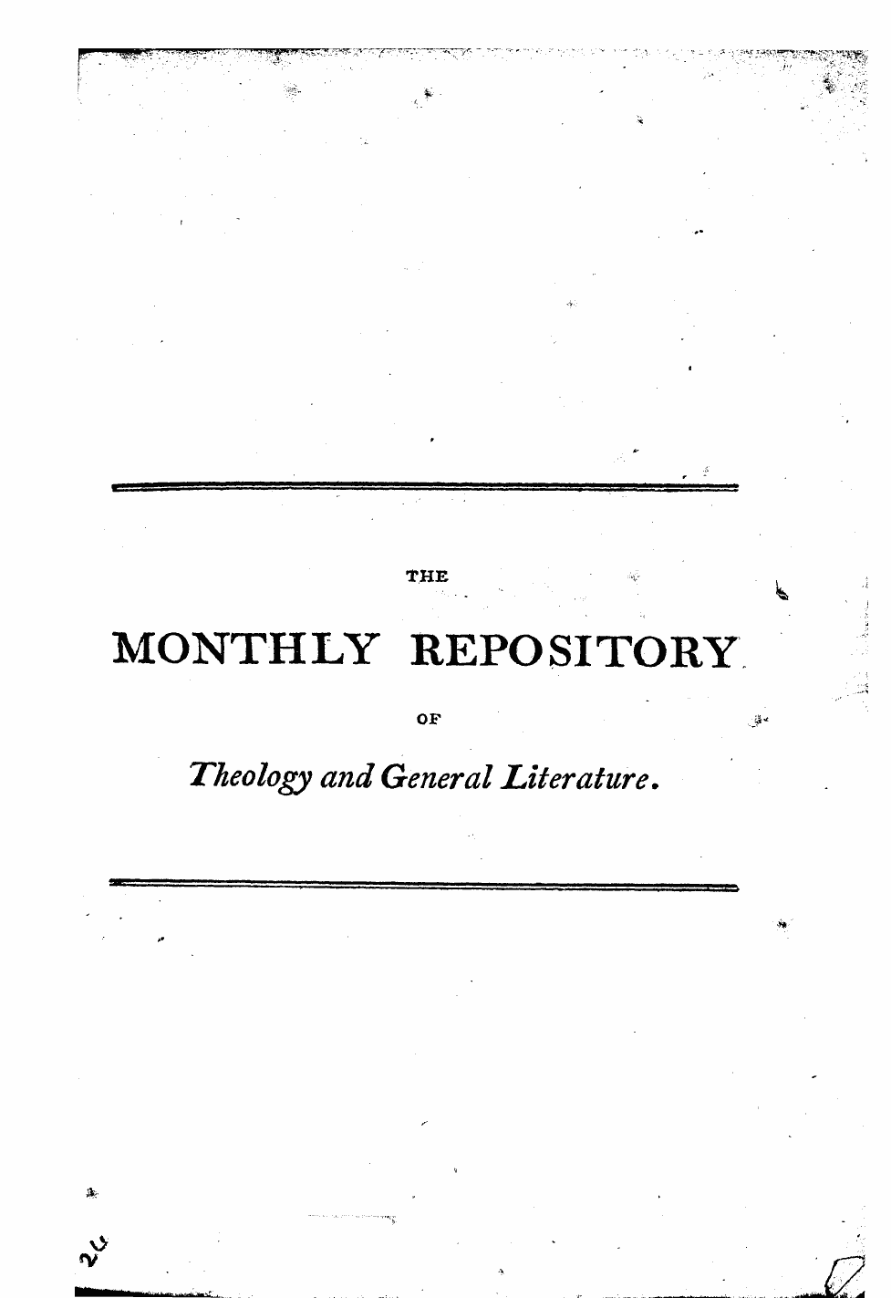 Monthly Repository (1806-1838) and Unitarian Chronicle (1832-1833): F Y, 1st edition, Front matter: 1