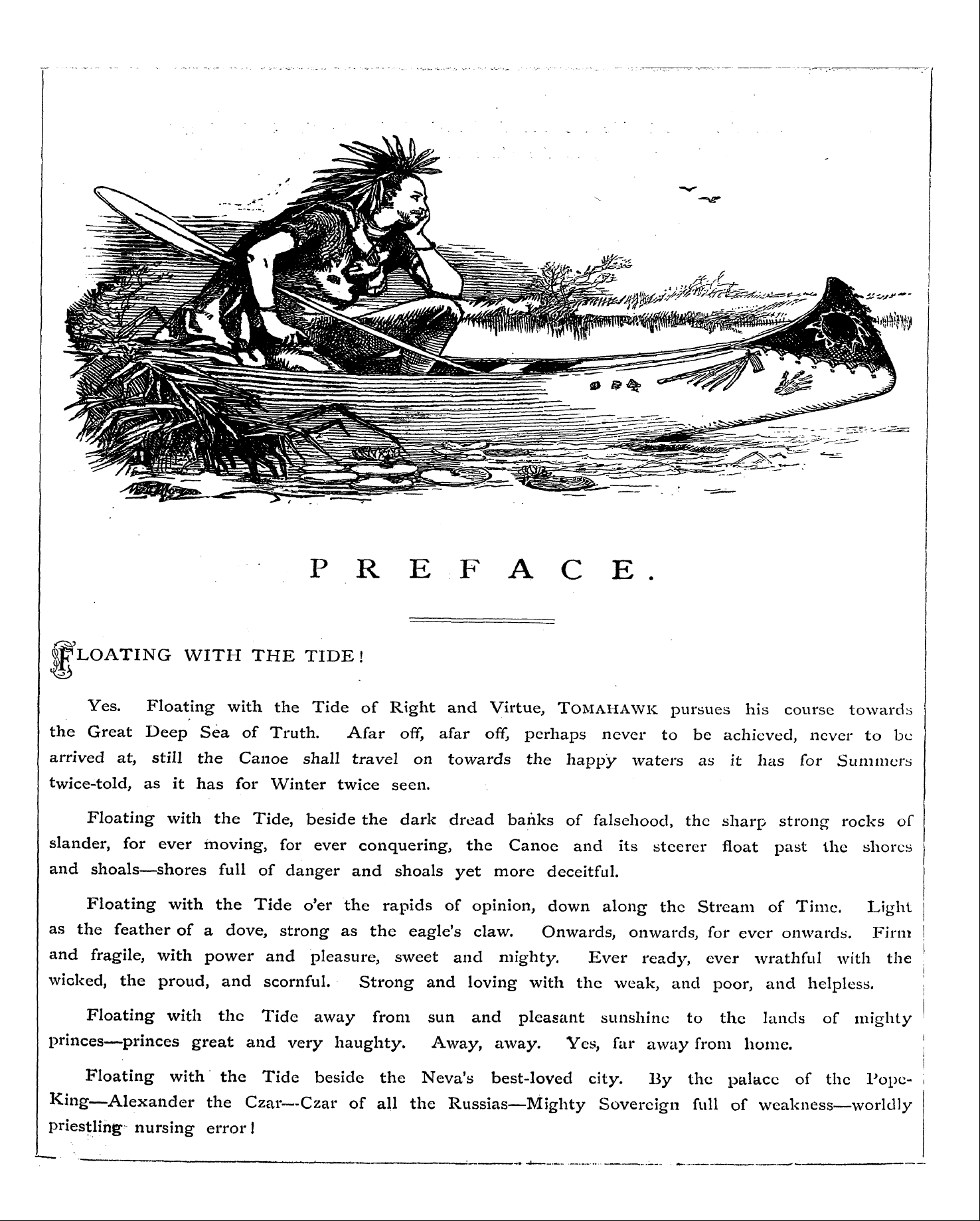 Tomahawk (1867-1870): jS F Y, 1st edition, Front matter - ^Floating With The Tide I Yes. Floating ...