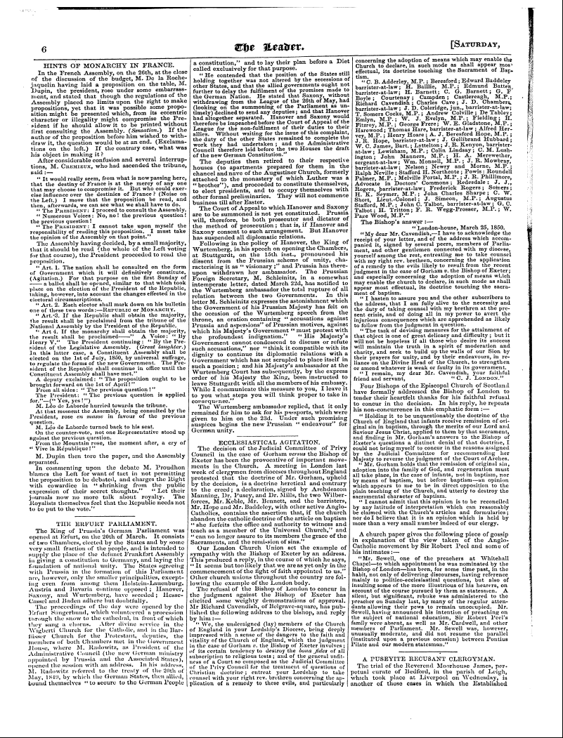 Leader (1850-1860): jS F Y, 1st edition - 6 ®%E Iltatoet. [Saturday, I