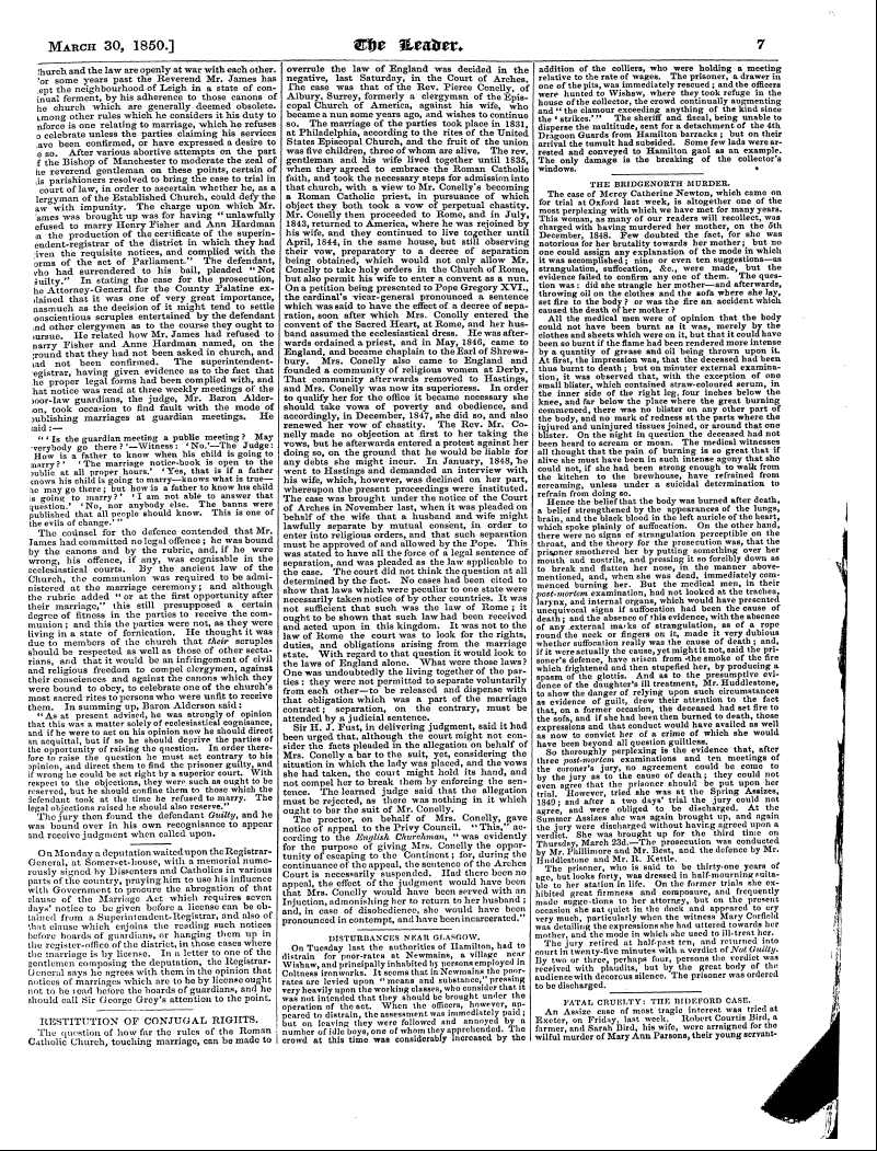 Leader (1850-1860): jS F Y, 1st edition - The Bridgenobth Murder. ^He Case Of Merc...