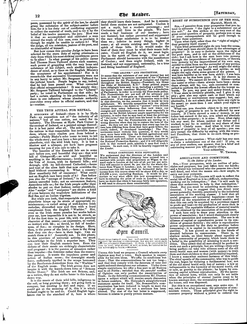 Leader (1850-1860): jS F Y, 1st edition - « The Leader " And Protection. It Seems ...