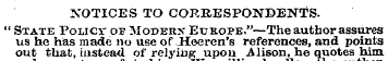 NOTICES TO CORRESPONDENTS. " State Polic...