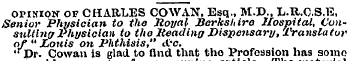 opinion of CHARLES COWAN, Esq., M.D., L....