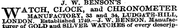 J. W. BENSON'S WATCH , CLOCK, and CHRONO...