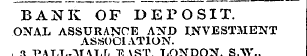 BANK OF DEPOSIT. ONAL ASSURANCE AND INVE...