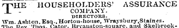 THE HOUSEHOLDERS' ASSURANCE COMPANY. DIR...