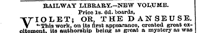RAILWAY LIBRARY.-NEW VOLUME. Price Is. C...