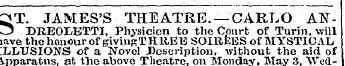 2T. JAMES'S THEATRE. —CARLO ANO DREOI/ET...