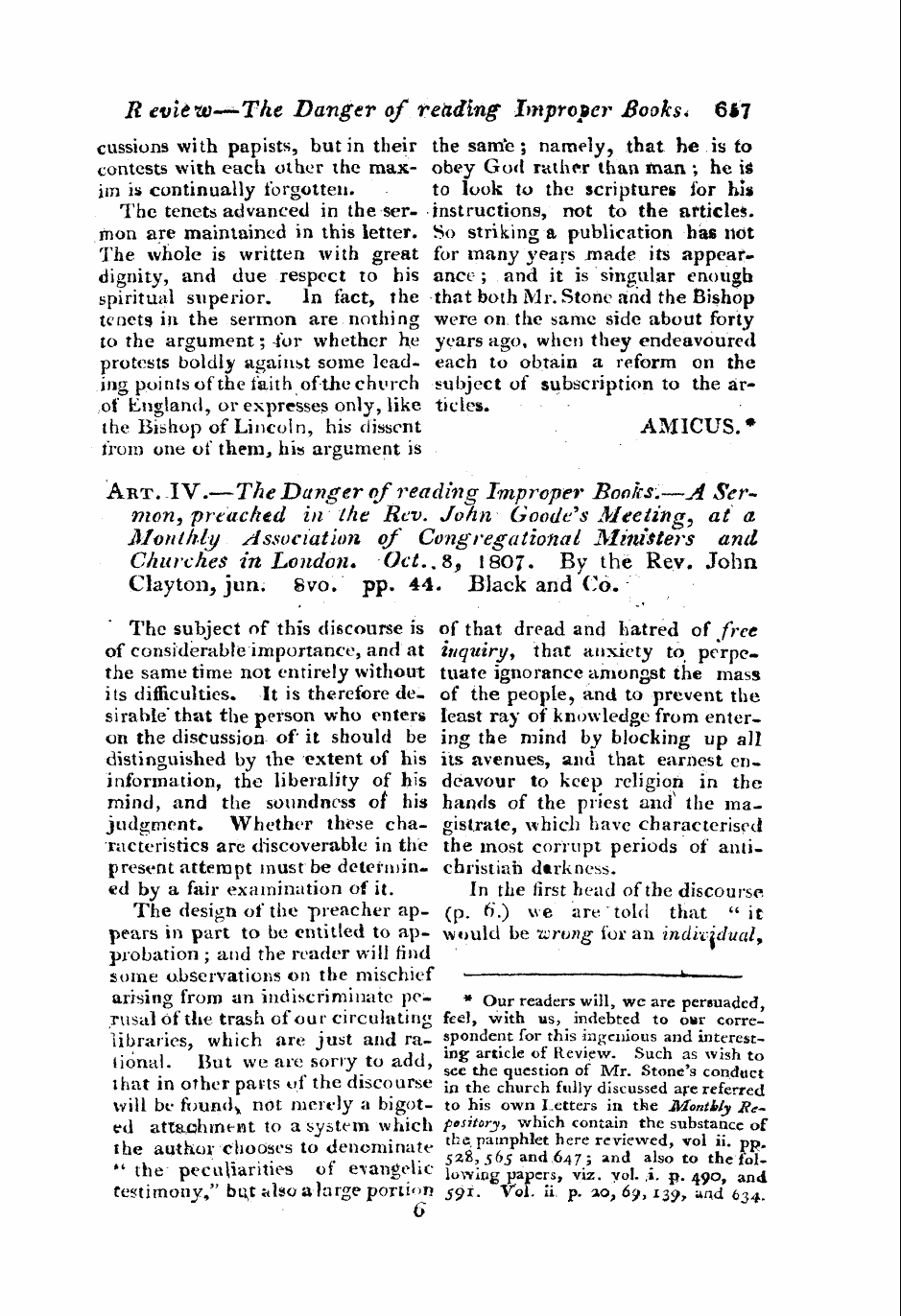 Monthly Repository (1806-1838) and Unitarian Chronicle (1832-1833): F Y, 1st edition - R Eview—The Danger Of Rettdtng Improper ...