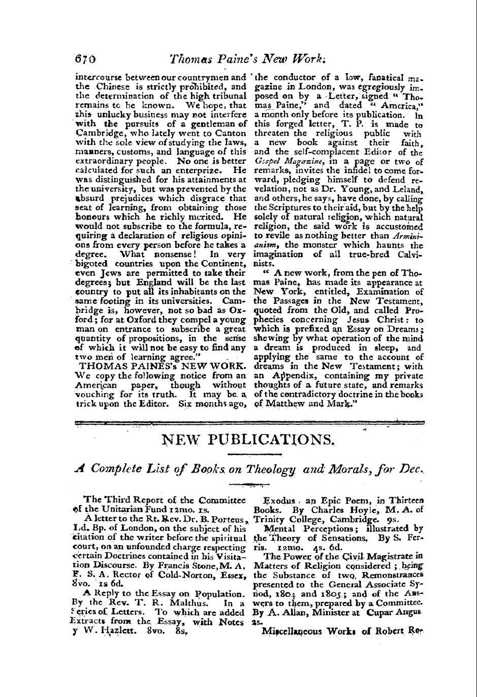 Monthly Repository (1806-1838) and Unitarian Chronicle (1832-1833): F Y, 1st edition: 50