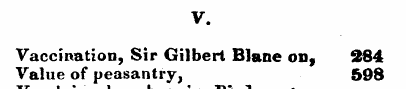 V. Vaccination, Sir Gilbert Blane on, Va...