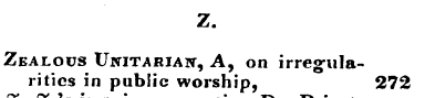 Z. Zealous Unitarian, A, on irregulariti...