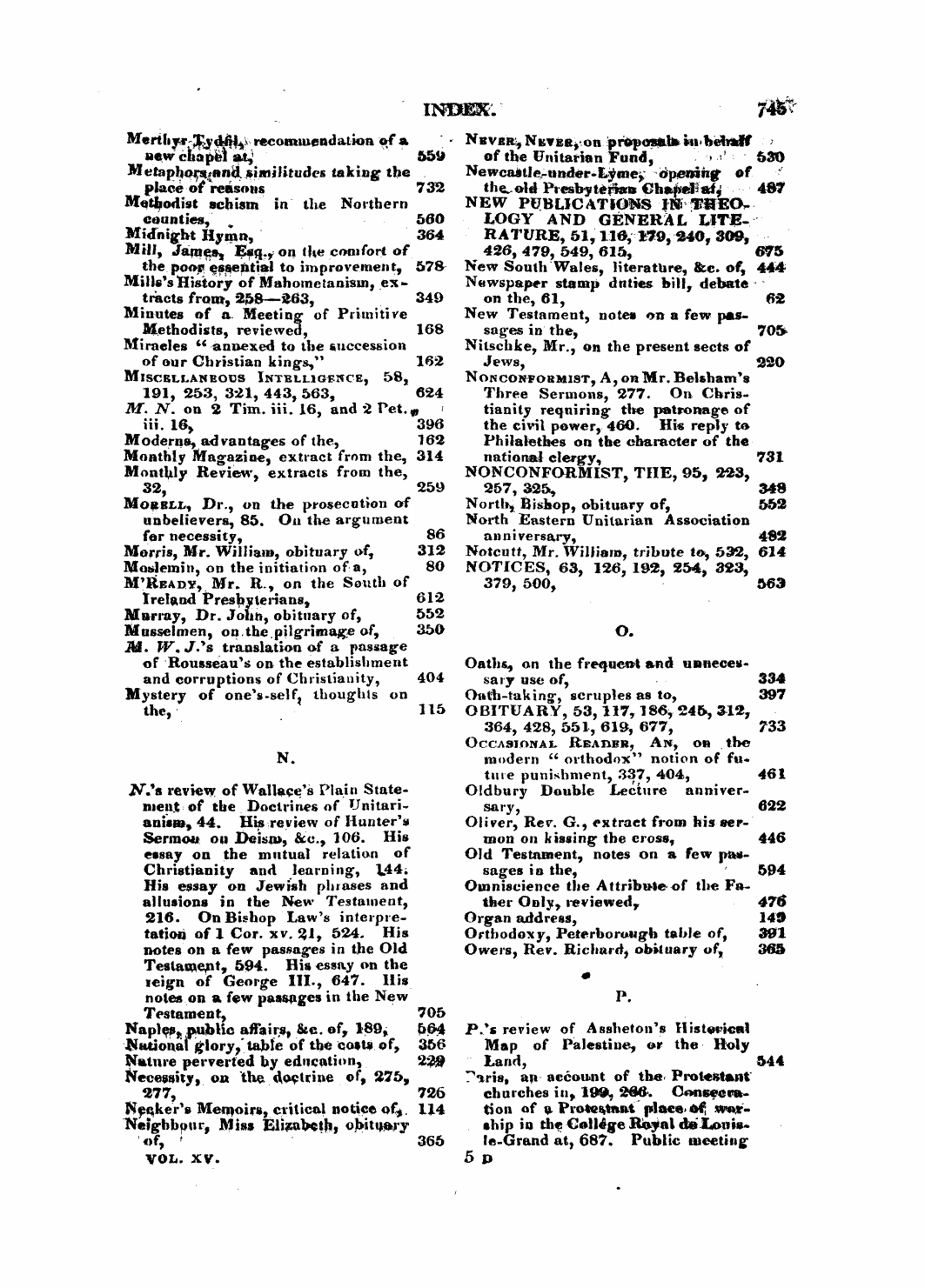 Monthly Repository (1806-1838) and Unitarian Chronicle (1832-1833): F Y, 1st edition, End matter - Inehw. T