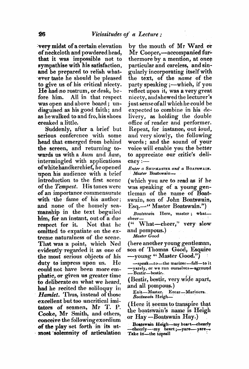 Monthly Repository (1806-1838) and Unitarian Chronicle (1832-1833): F Y, 1st edition - Vicissitudesof A Lecture;