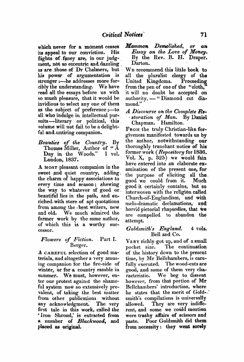 Monthly Repository (1806-1838) and Unitarian Chronicle (1832-1833): F Y, 1st edition: 69