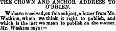 THE CROWN AND ANCHOR ADDRESS TO O'BRIEN....