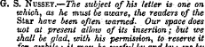 G. S. Nussey.—The subject of his letter ...