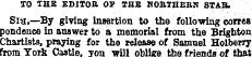 to the editor op the northern stab. Siu,...
