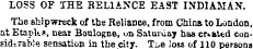 LOSS OF THE RELIANCE EAST INDIAMAN The s...