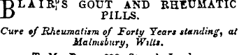 BLAIRS'S GOUT AND RHEUMATIC PILLS. Cure ...