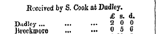 Received by S. Cook at Dudley. £ s. Dudl...