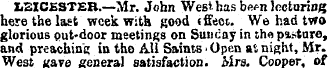 LEICESTER.—Mr. John West has bef n lectu...