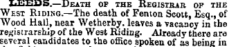 LEEDS.—Death of the Registrar of the Wes...