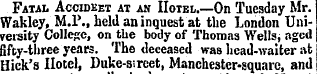 Fatal Acchieet at an Hotel.—On Tuesday M...