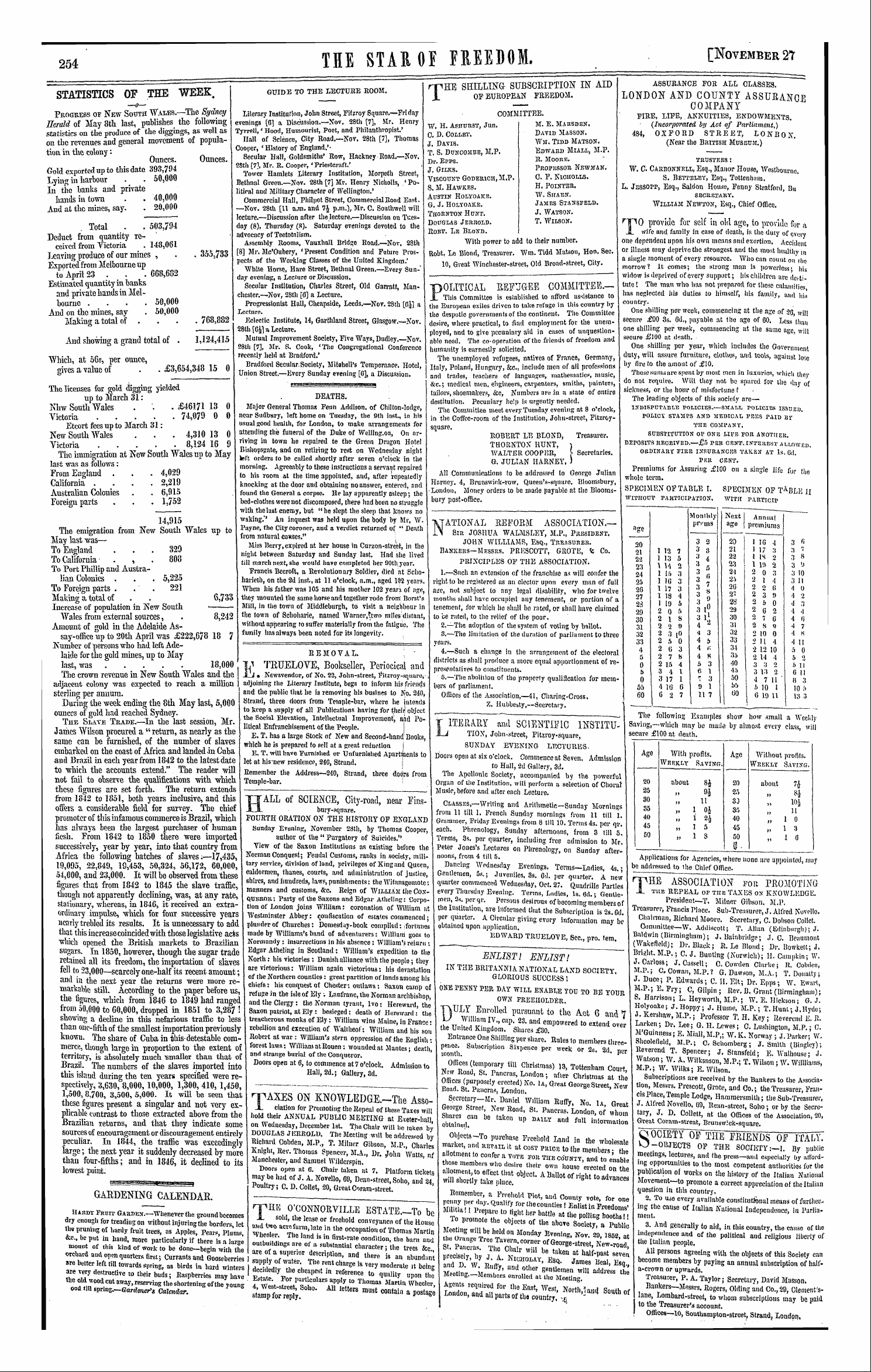 Northern Star (1837-1852): jS F Y, 1st edition - Ad01212