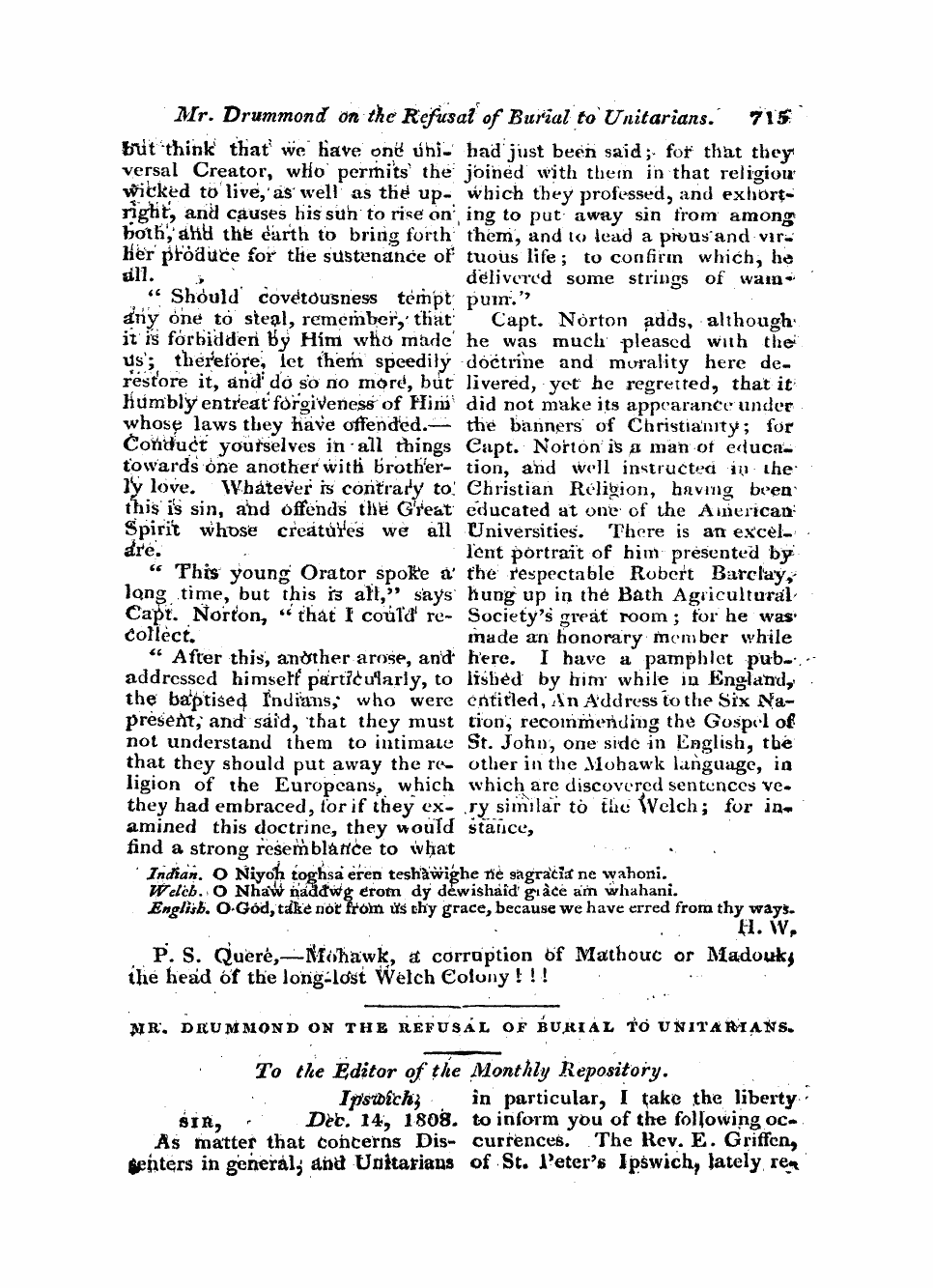 Monthly Repository (1806-1838) and Unitarian Chronicle (1832-1833): F Y, 1st edition, Supplement: 23