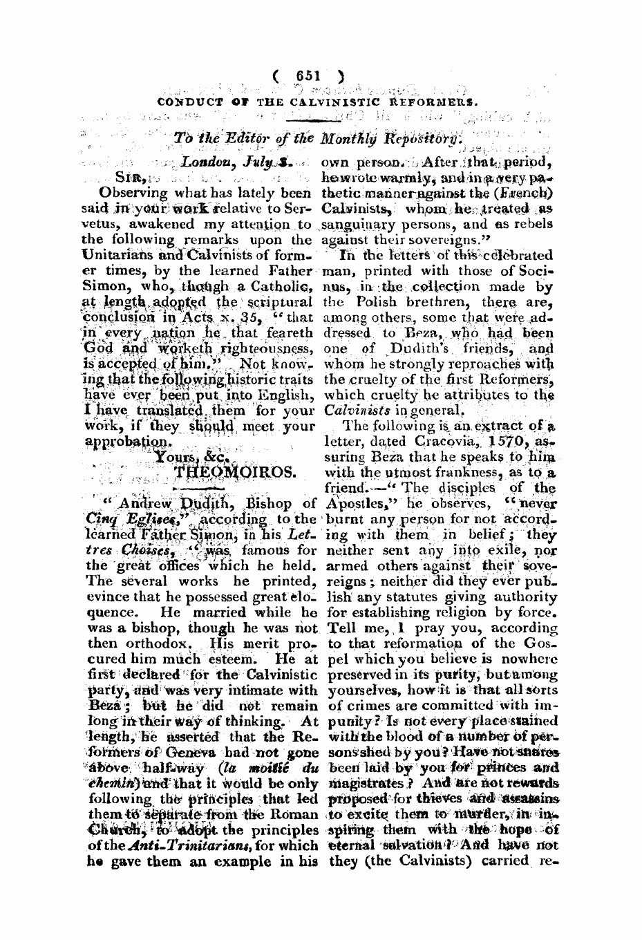 Monthly Repository (1806-1838) and Unitarian Chronicle (1832-1833): F Y, 1st edition, Supplement: 31