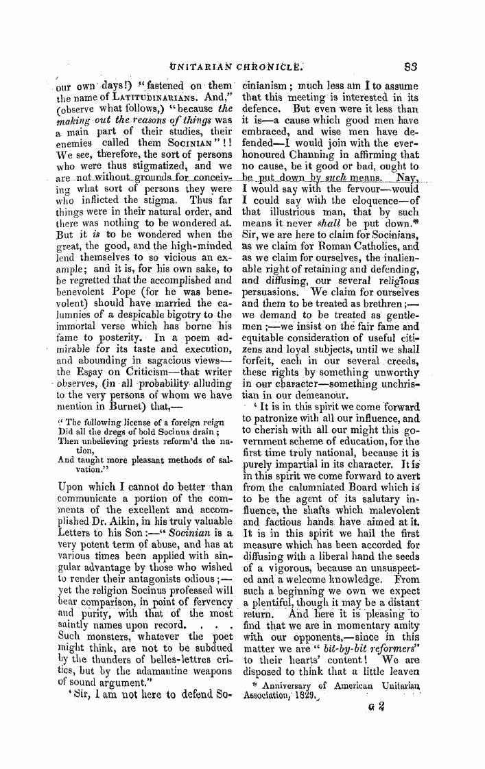 Monthly Repository (1806-1838) and Unitarian Chronicle (1832-1833): F Y, 1st edition, Supplement to no. 5 - Untitled Article