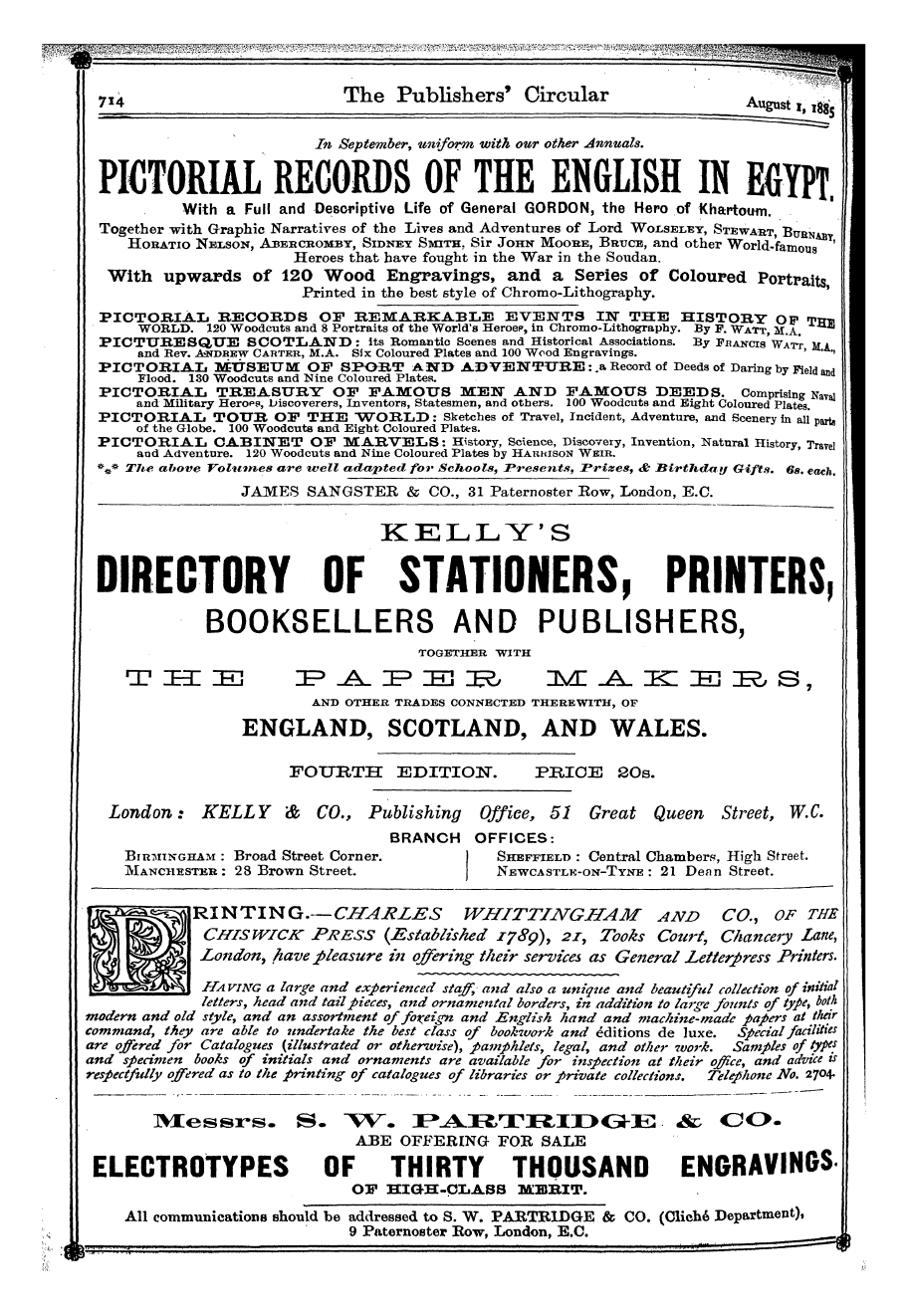 Publishers’ Circular (1880-1890): jS F Y, 1st edition - Ad03403