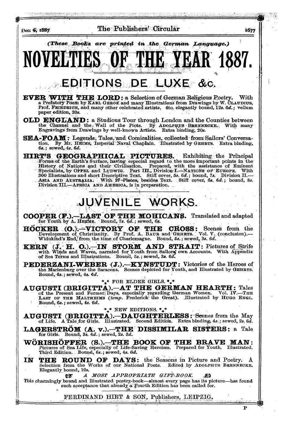 Publishers’ Circular (1880-1890): jS F Y, 1st edition - Ad26101