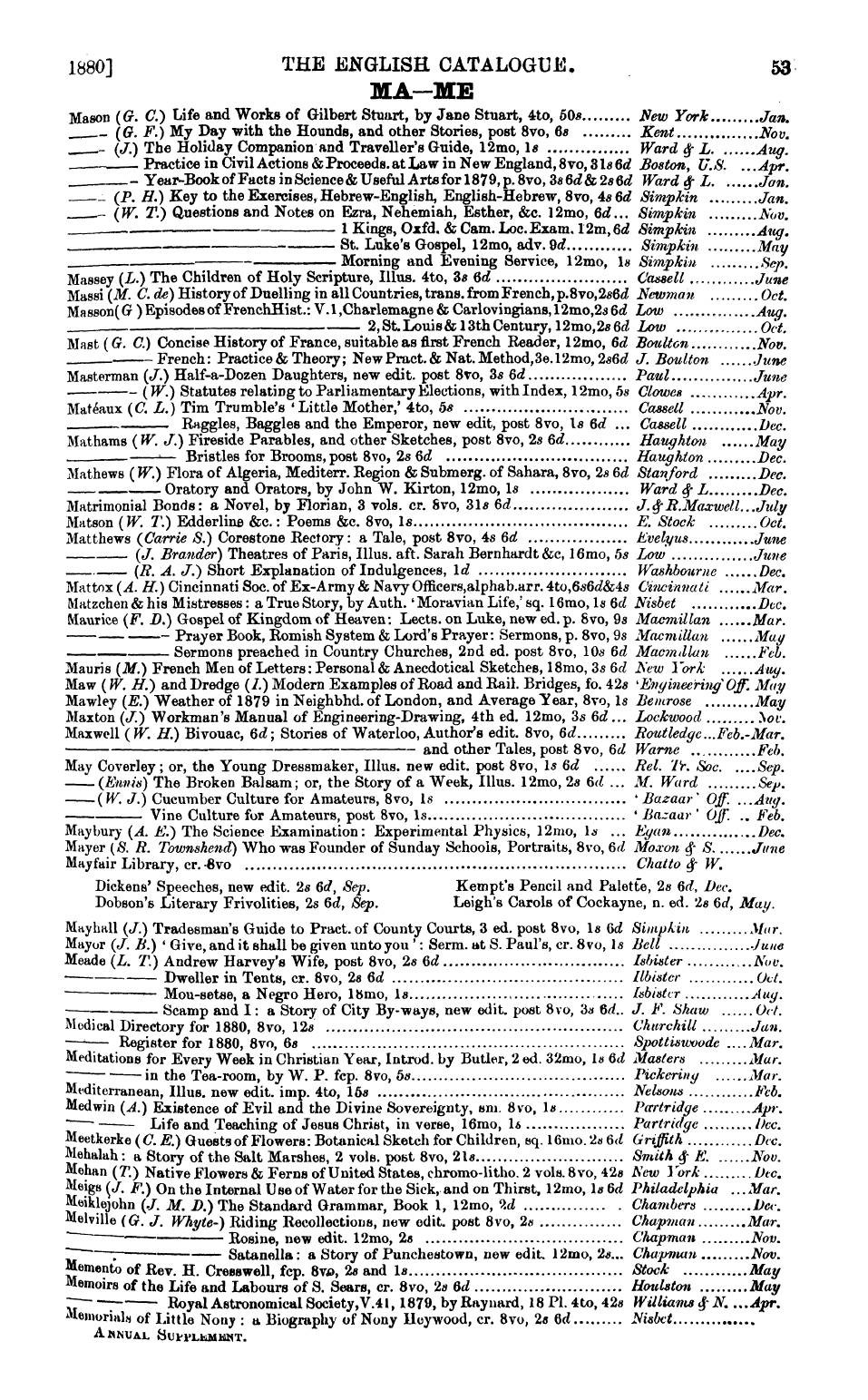 Publishers’ Circular (1880-1890): jS F Y, 1st edition: 56