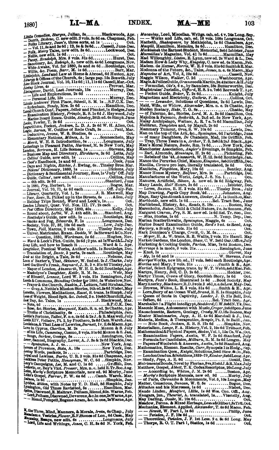 Publishers’ Circular (1880-1890): jS F Y, 1st edition: 106