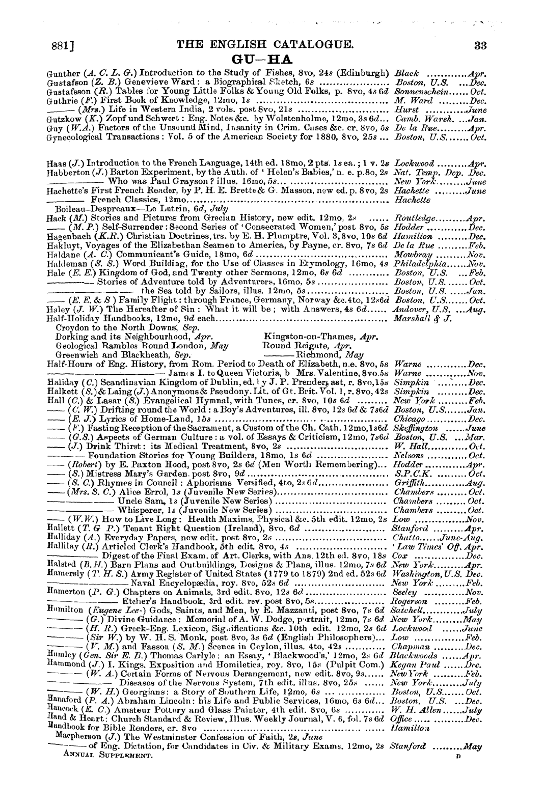 Publishers’ Circular (1880-1890): jS F Y, 1st edition: 35