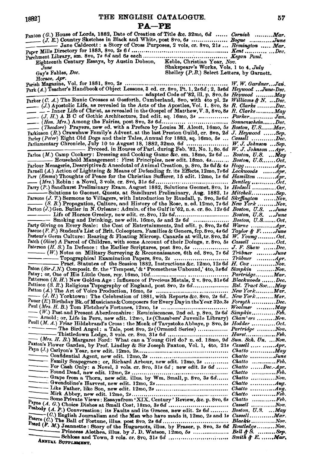 Publishers’ Circular (1880-1890): jS F Y, 1st edition: 59