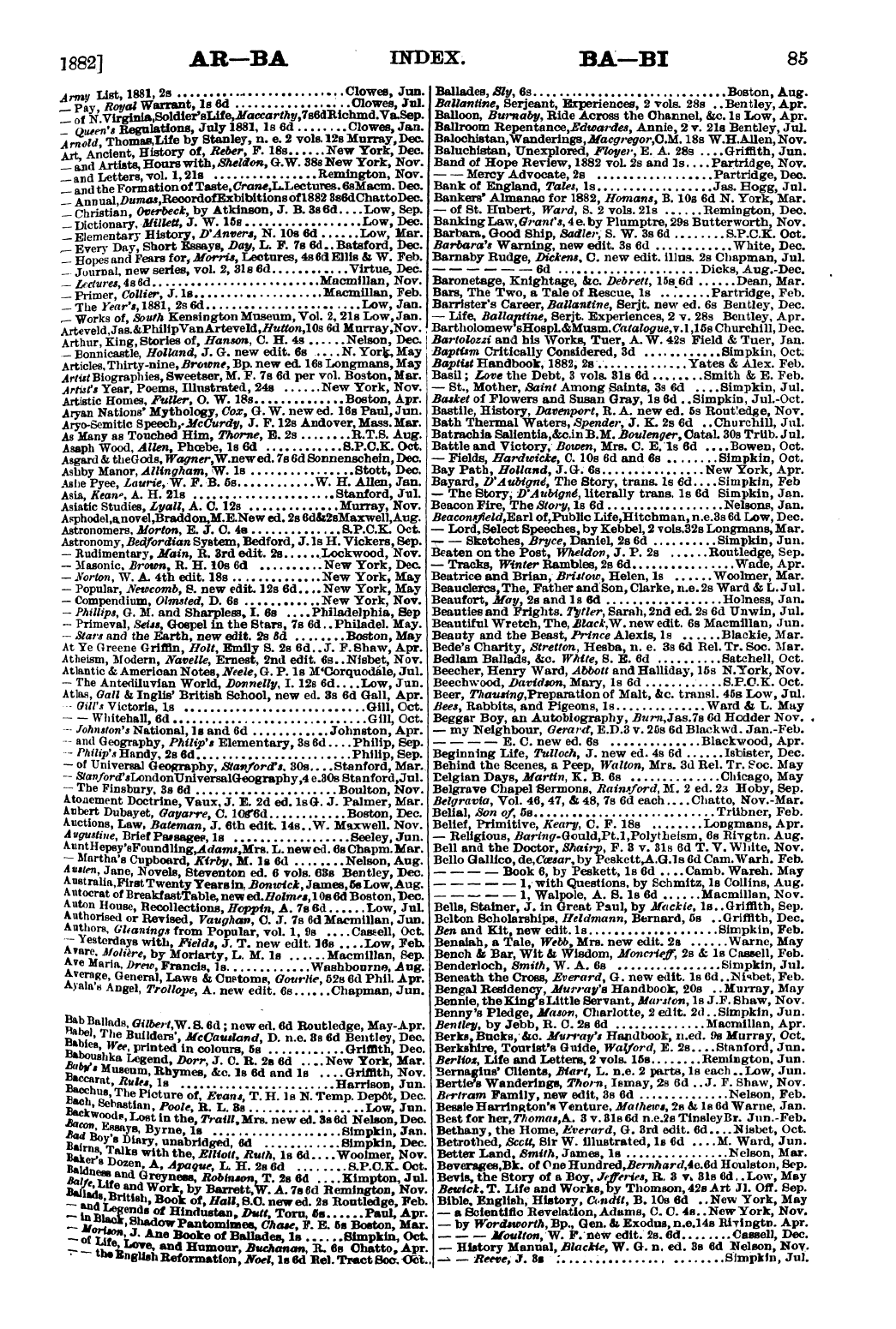 Publishers’ Circular (1880-1890): jS F Y, 1st edition: 87