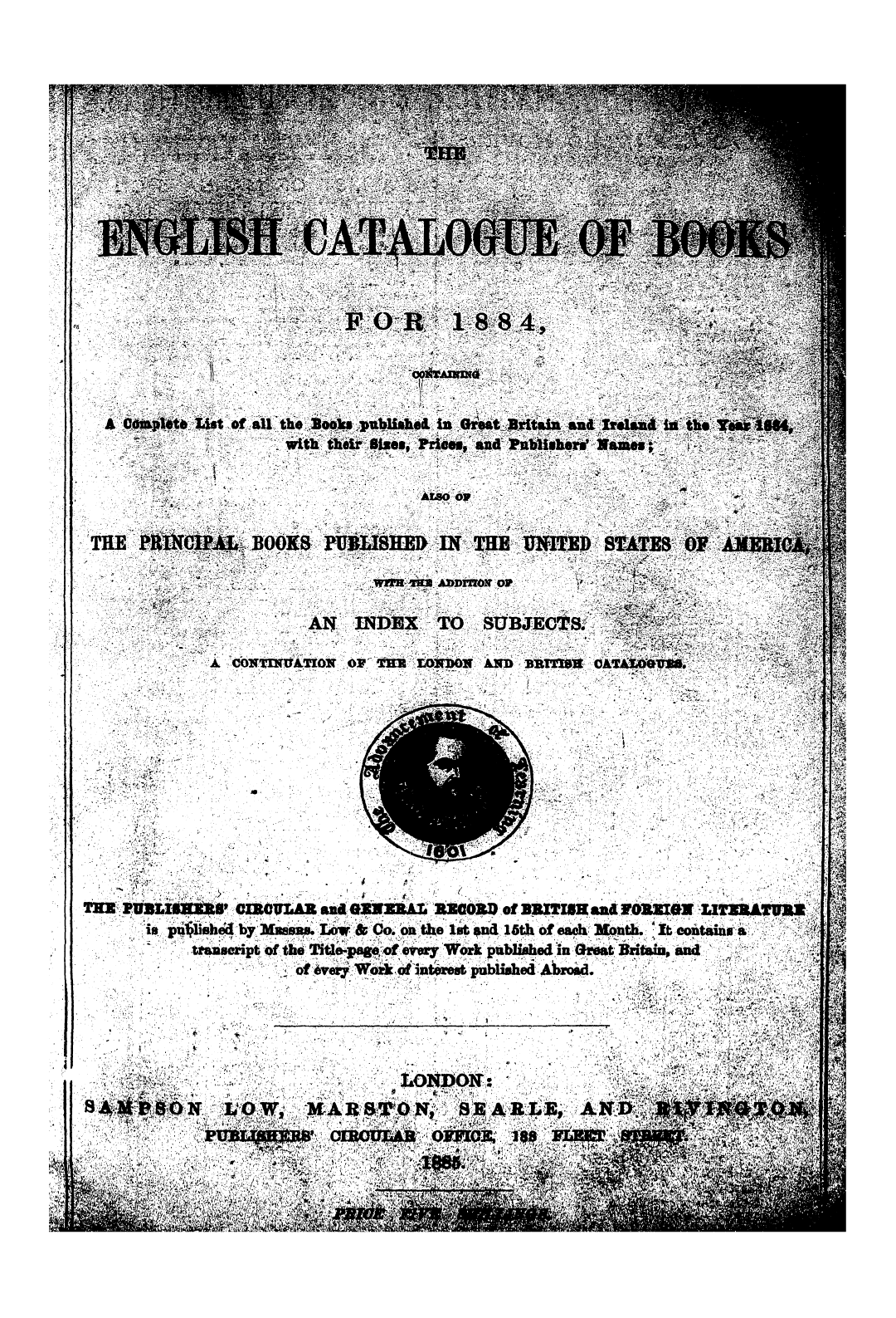 Publishers’ Circular (1880-1890): jS F Y, 1st edition - Untitled Picture