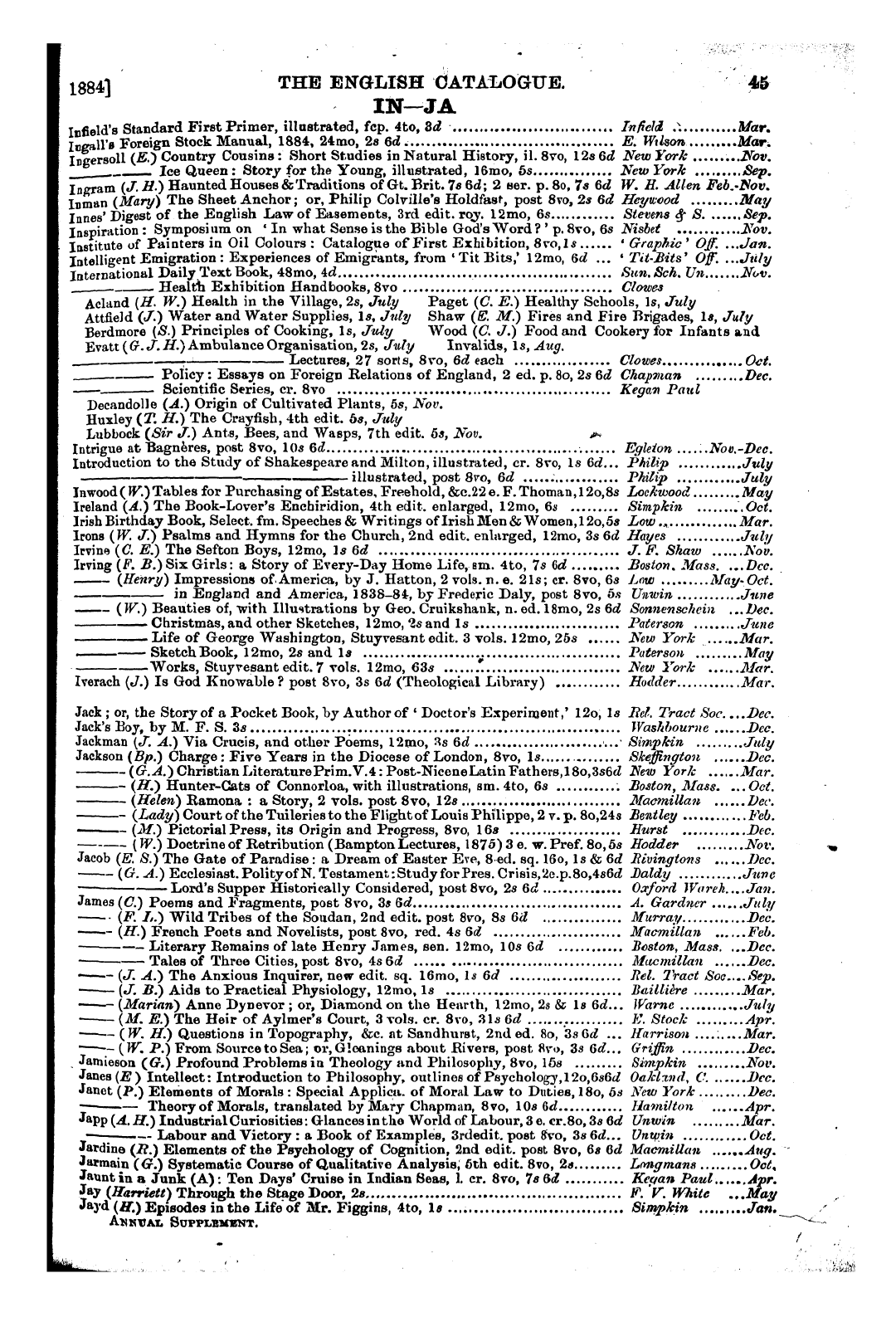 Publishers’ Circular (1880-1890): jS F Y, 1st edition: 49